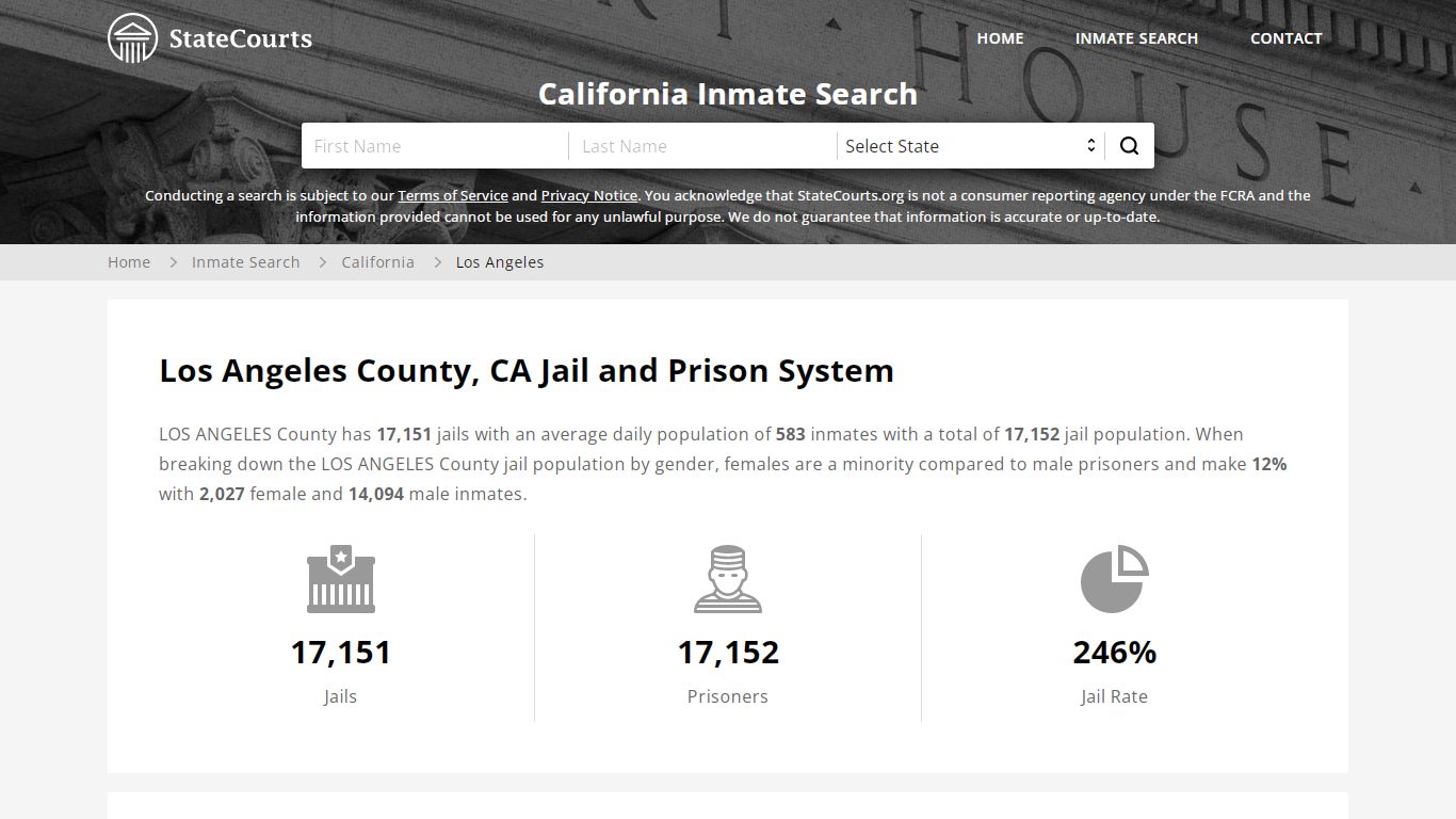 Los Angeles County, CA Inmate Search - StateCourts